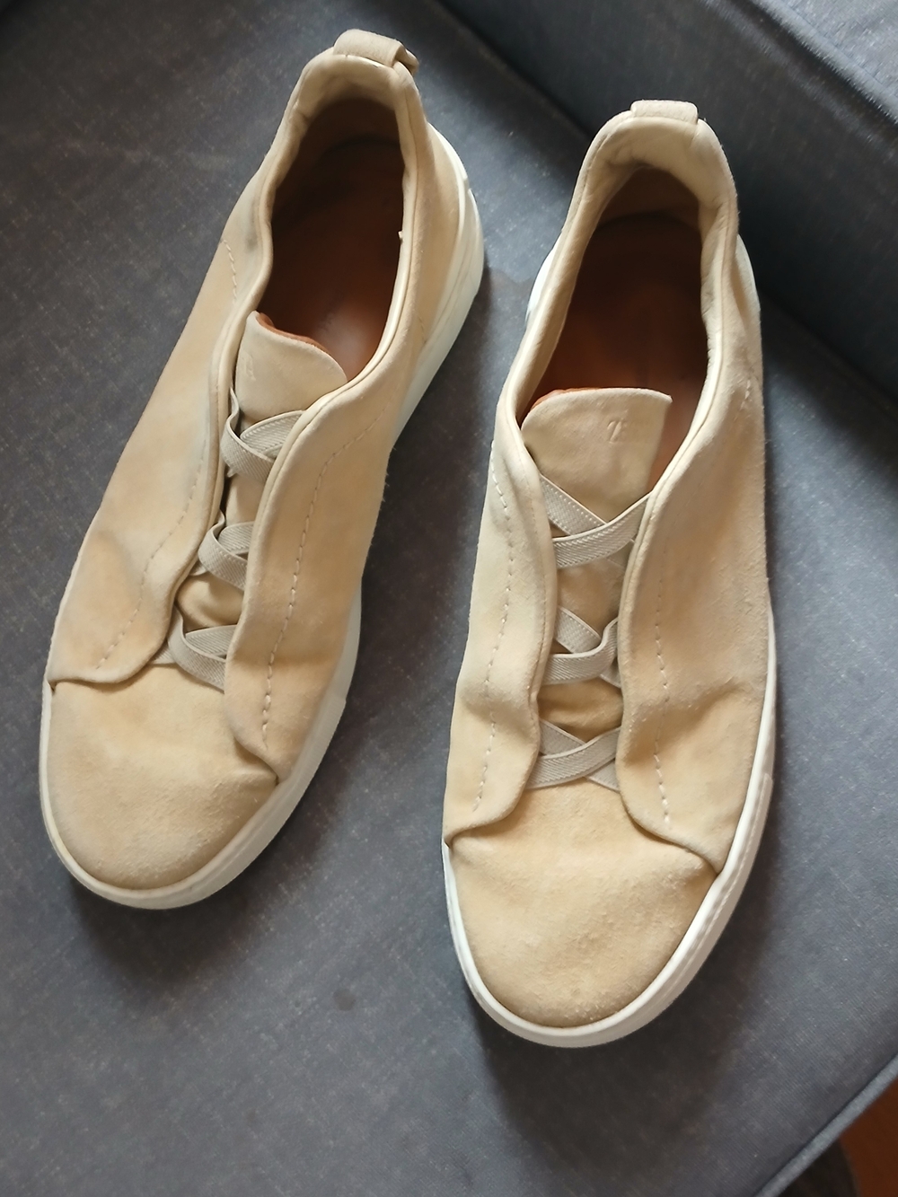 Men's Slip-On Suede Sneakers in Beige
